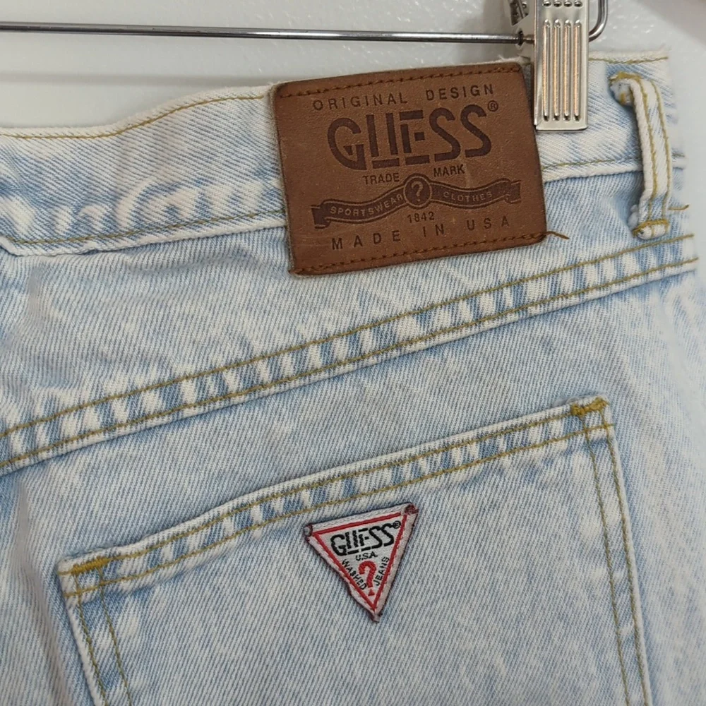 Vintage 90s Georges‎ Marciano For Guess Button Fly Light Wash Jean Short Size 3